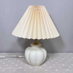 Handmade Ceramic Table Lamp Beige Pleated Lampshade, Ivory Base - thumbnail 2