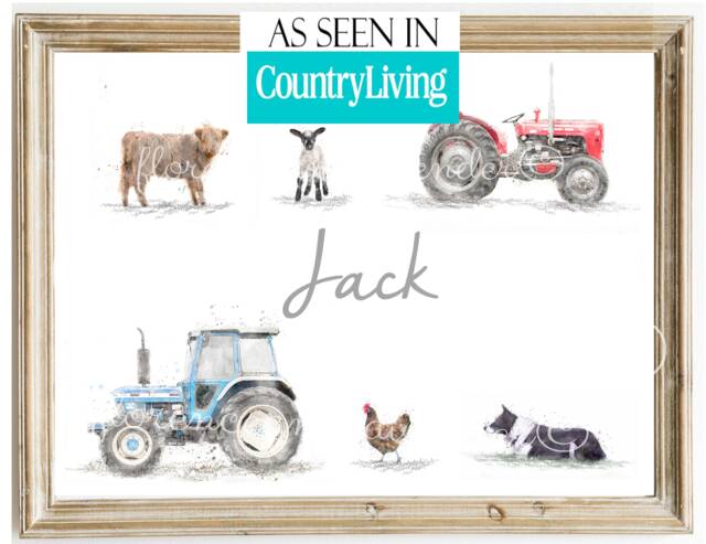 Personalised Farm Animal Nursery Print, Baby Name Wall Art, Decor, Kids Room Custom Gift, Print - image 1