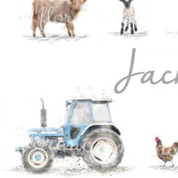Personalised Farm Animal Nursery Print, Baby Name Wall Art, Decor, Kids Room Custom Gift, Print - thumbnail 2