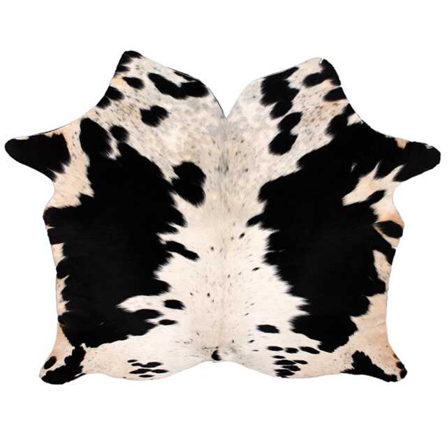 Black & White Cowhide Rug Large Hair-On Leather Accent - 49x51 Inches - image 1