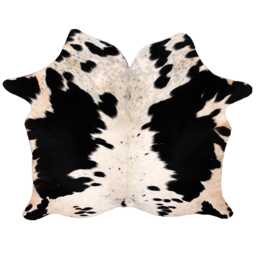 Black & White Cowhide Rug Large Hair-On Leather Accent - 49x51 Inches - thumbnail 1