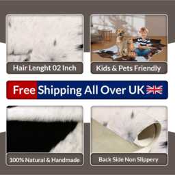 Black & White Cowhide Rug Large Hair-On Leather Accent - 49x51 Inches - thumbnail 4