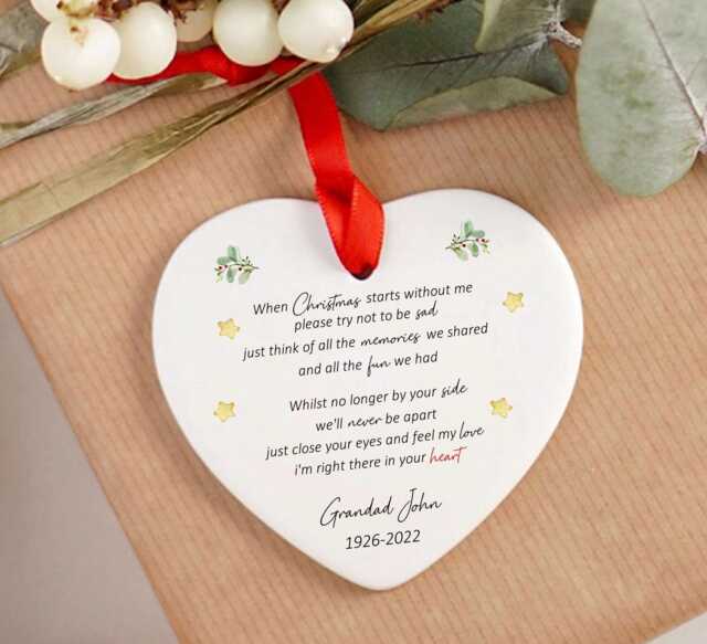 Personalised When Christmas Starts Without Me Poem Remembrance Memorial Loss Tree Ceramic Keepsake Hanging Bauble Ornament Gift - image 1