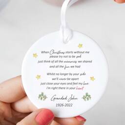 Personalised When Christmas Starts Without Me Poem Remembrance Memorial Loss Tree Ceramic Keepsake Hanging Bauble Ornament Gift - thumbnail 2