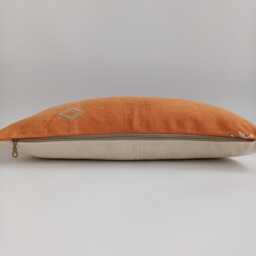 Moroccan Cactus Silk Cushion Cover, Handmade Orange Sabra Lumbar Pillow, Boho 24''x12''/60x30 cm - thumbnail 3