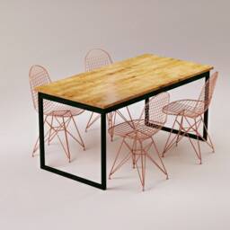 Extendable Modern Dining Table, Industrial Black Frame Loft Scandinavian Solid Oiled Oak Table - thumbnail 2