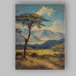 African Savannah Acacia Tree Antelope Mountain Landscape Canvas Wall Art Print Decor Picture Ready To Hang - thumbnail 1