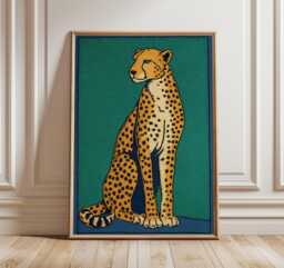 Cheetah Art Print, African Safari Wall Art, Modern Animal Poster, Bold Wildlife Decor, Contemporary Jungle Design - thumbnail 1