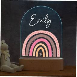 Personalised Rainbow Night Light 4 Designs Available, New Baby, 1st Birthday, Christening Gift, Nursery - thumbnail 1