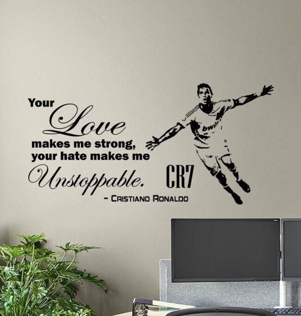Cristiano Ronaldo Wall Decal Vinyl Sticker Quotes Soccer Poster Sport Football Player Gift Children Gym Decor Playroom Art 8-76 - image 1