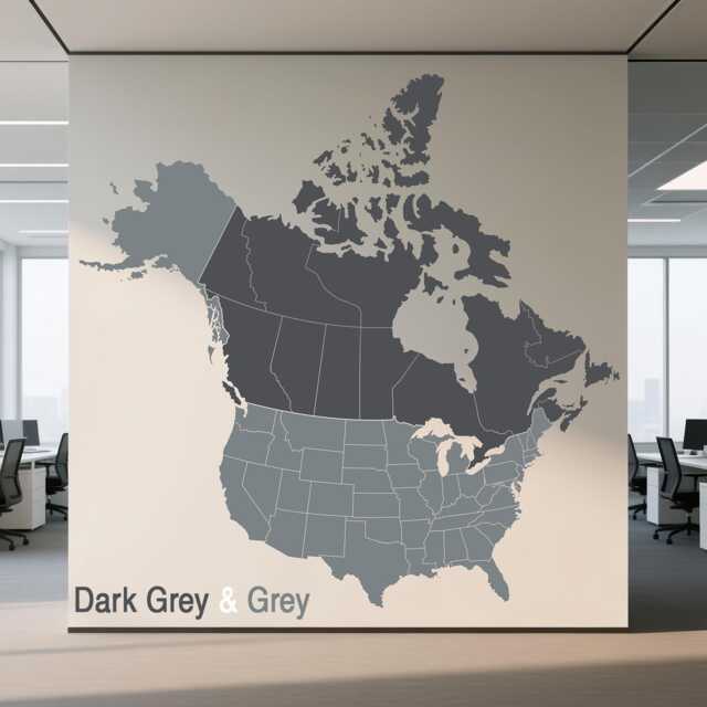 Usa & Canada Map Vinyl Wall Decal - North America Sticker Modern Office Decor Travel Art Removable Gift D140 - image 1