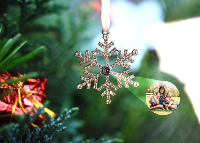 Personalized Christmas Projection Ornament Custom Photo Snowflake Decoration Bauble - image 1