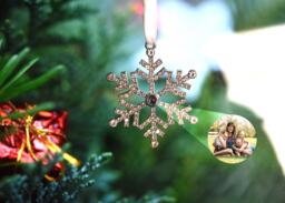 Personalized Christmas Projection Ornament Custom Photo Snowflake Decoration Bauble - thumbnail 1