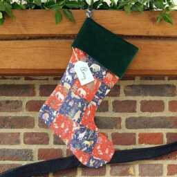 Personalised Christmas Stocking Handmade Patchwork Design, Made With Liberty Fabrics - thumbnail 2