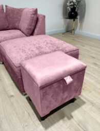 Handmade Pink Velvet Ottoman, Small Footrest Storage Box, UK Made - thumbnail 1
