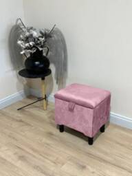 Handmade Pink Velvet Ottoman, Small Footrest Storage Box, UK Made - thumbnail 2