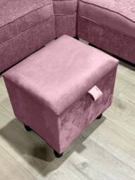 Handmade Pink Velvet Ottoman, Small Footrest Storage Box, UK Made - thumbnail 3