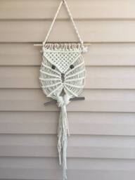 Macrame Owl Wall Hanging Nursery Tapestry Decor - 8x21 Inch - thumbnail 4
