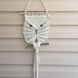 Macrame Owl Wall Hanging Nursery Tapestry Decor - 8x21 Inch - thumbnail 3