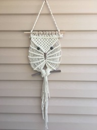 Macrame Owl Wall Hanging Nursery Tapestry Decor - 8x21 Inch - thumbnail 1