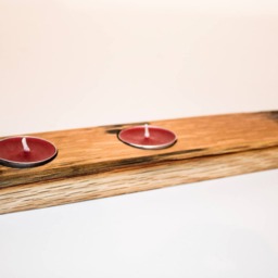 Oak, Scotch Whisky Barrel Stave End Twin Tealight Holder - thumbnail 4