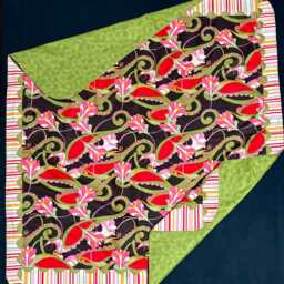 Baby Blanket, 40 X 35, 100% Cotton, Light Weight, 2 Layers, Striped Boreder With Rickrack, Double Sided Baby Gift, Unisex Green Red - thumbnail 3