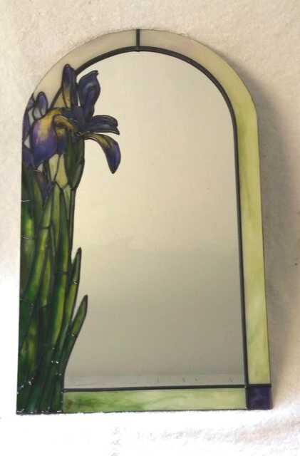 Art Nouveau Inspired Iris Design Mirror. 30 X 50 cm in An Arch - image 1