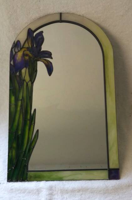 Art Nouveau Inspired Iris Design Mirror. 30 X 50 cm in An Arch - image 1