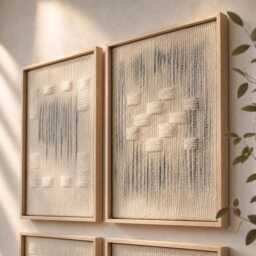 Framed Wool Tapestry Set - Japandi Boho Wall Art - thumbnail 2