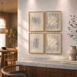 Framed Wool Tapestry Set - Japandi Boho Wall Art