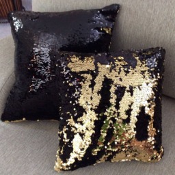 Mermaid Pillow, Reversible Pillow Cover, Throw Home Decor, Accent Decorative Gift, Teens, Furnishing, Black - thumbnail 2