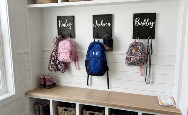 Personalized Wooden Name Hooks, Backpack Mudroom Towel Hooks - image 1