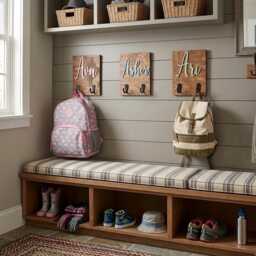 Personalized Wooden Name Hooks, Backpack Mudroom Towel Hooks - thumbnail 2