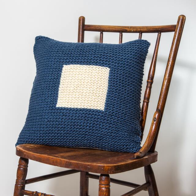 Letter P Maritime Signal Flag + Initial // Pillow Cover Hand Knit in Wool 20 - image 1