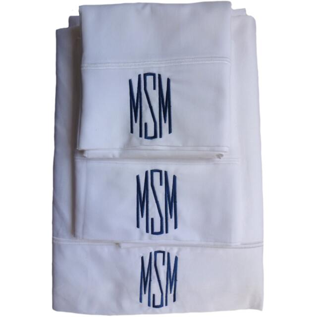 600 Thread Count Sheets in White, Monogrammed - Queen Size - image 1