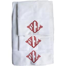 600 Thread Count Sheets in White, Monogrammed - Queen Size - thumbnail 3