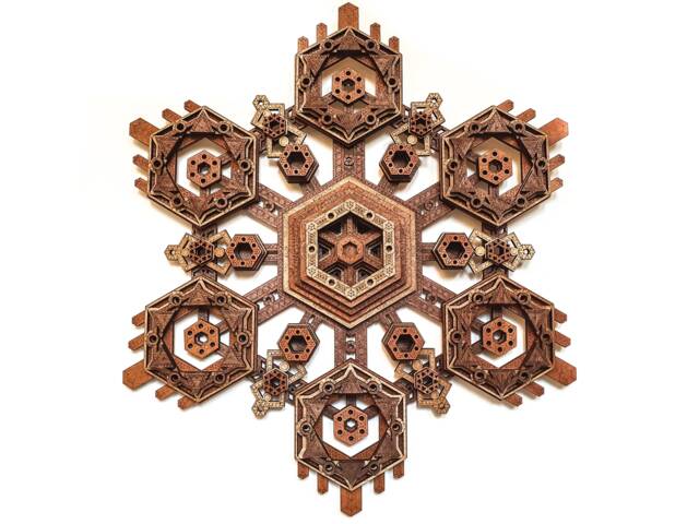 Hexagon Mandala Multilayer Laser Cut Wood Sculpture Sacred Geometry Visionary Art - image 1