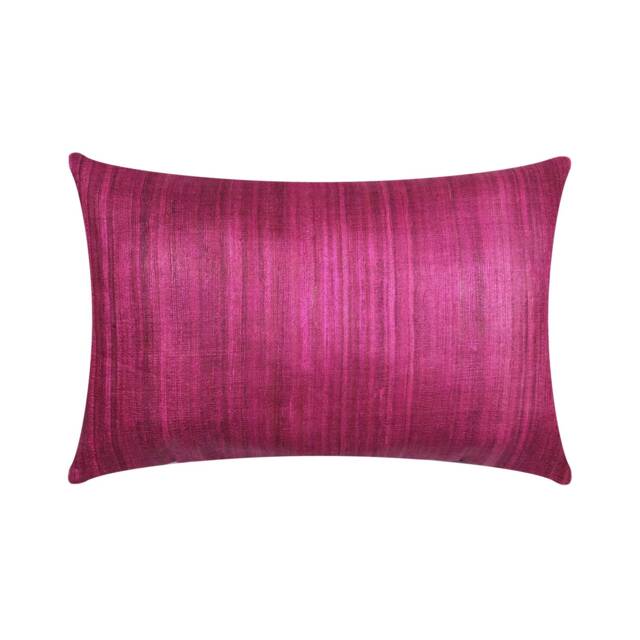 Handmade Plum Tussar Silk Lumbar Pillow Cover - Magenta Cushion - image 1