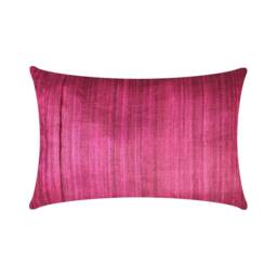 Handmade Plum Tussar Silk Lumbar Pillow Cover - Magenta Cushion - thumbnail 2