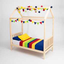 Kids House Bed With Rails, Playhouse Solid Wood Kids Frame Montessori Daybed For Kids, Junior Canopy