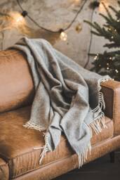 100% Natural Wool Blanket Extra Quality Throw With Fringes - 140 X 200 cm - thumbnail 1