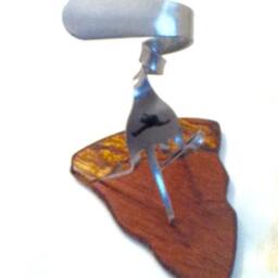 The Fork You Sculpture With Wood Pizza Slice Stand - thumbnail 2