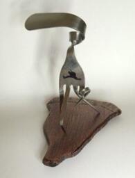The Fork You Sculpture With Wood Pizza Slice Stand - thumbnail 3