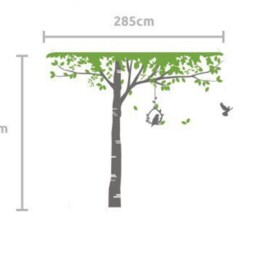 Tall Birch Tree Vinyl Wall Decal With Birds - 112 X 98 Inches - thumbnail 3
