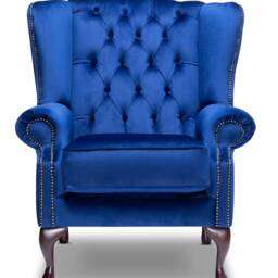 Chesterfield High Back Wing Chair in Plush Royal Blue Velvet - thumbnail 2