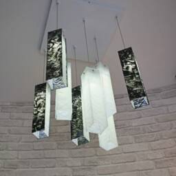 Fused Glass Pendant Lighting Black Stone & White Chandelier - thumbnail 1
