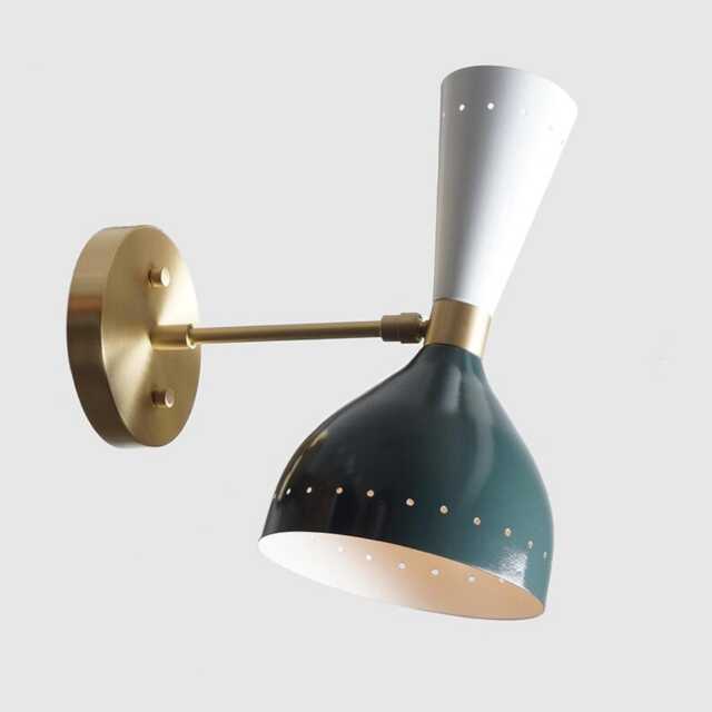 Mid Century Style Brass Wall Lamp Handmade Double Light Articulated Sconce - image 1
