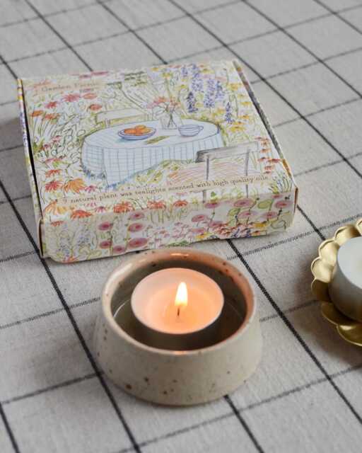 Garden Picnic Scented Tealights - Floral Tea Lights Lime, Basil & Mandarin Soy Candles Birthday Candle Gift Set Of 9 - image 1