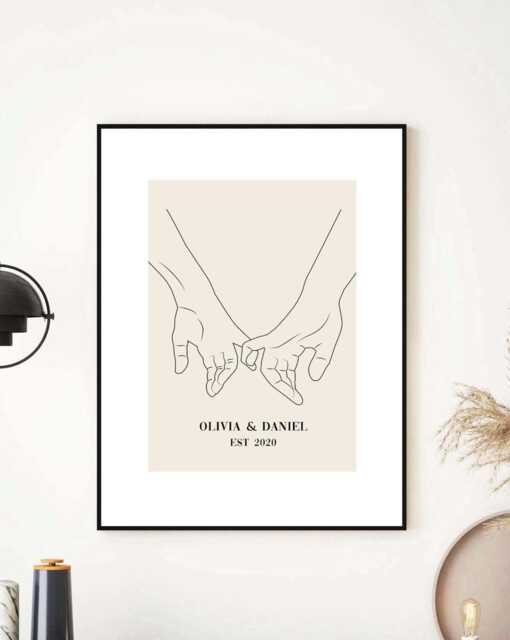 Couples Gift New Home Wedding Personalised Poster Print Beige Wall Art Decor Theme Neutral Hallway Entrance Bedroom - image 1