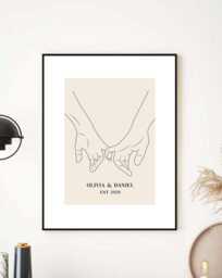 Couples Gift New Home Wedding Personalised Poster Print Beige Wall Art Decor Theme Neutral Hallway Entrance Bedroom - thumbnail 1